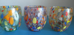 Murano Art Glass Tumblers Set of 6 multicolor Confetti Made Italy G22
