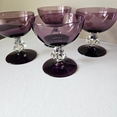 4 Amethyst Purple Sherbert Champagne Glasses 4″ Bryce Aquarius Pattern