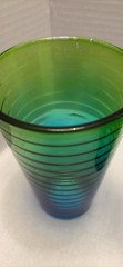 Libbey DrinkingOmbre green and blue glass . Hoop design, two tone Glass set of 3