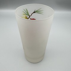 Gay Fad Mid Century Frosted Cardinal Pine Sprig Drinkware 10 Oz Glasses Set of 4