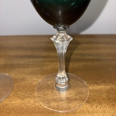 Vintage Emerald Green Crystal Wine Goblets 7.5 Inches
