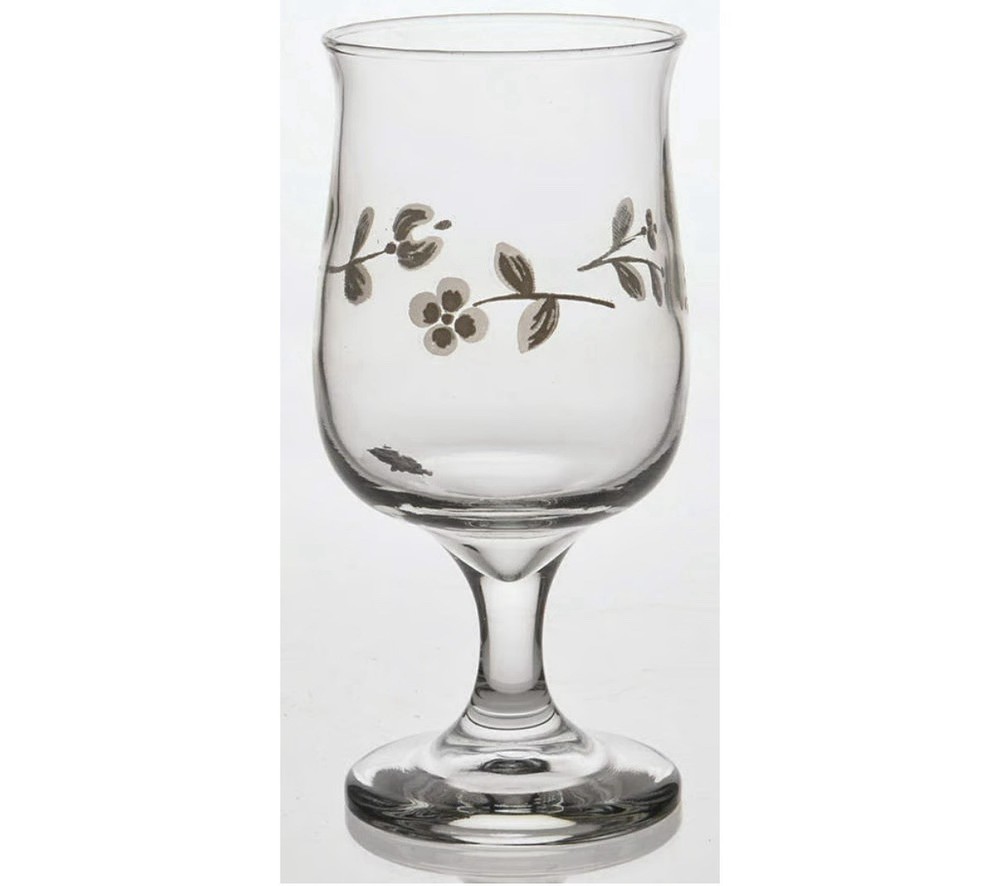 Set Of 4 Vintage Footed Water Goblet Glasses By Pfaltzgraff 5 3/4 inches Height