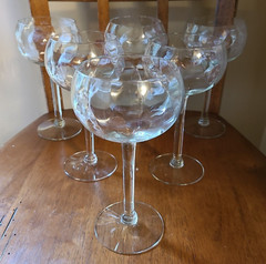 West Virginia Specialty 7″ Champagne Saucer Diamond Optic Elegant Glass LOT 6