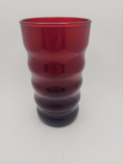 2 Anchor Hocking Royal Ruby Red Glass 3 3/4 Inch Rippled Juice Tumblers Glasses