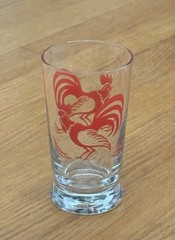 Vintage 1950s Red Rooster 5” Juice Glass Libbey MCM Barware