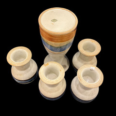 Set 5 OTAGIRI Blue Horizon Pottery Wine Water 4 Goblets & carafe glasses Vtg
