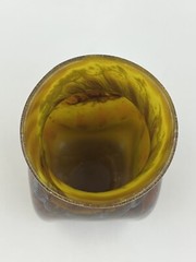 Handblown Glass Cup Art Swirl Brown Orange Yellow Green
