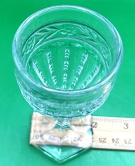Vintage Cut Glass Cordial Sherry Goblet Glasses Hexagonal Base Floral Set of 7