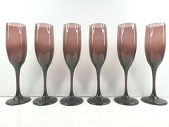 6 Libbey Premiere Brandywine Amethyst Fluted Champagne Glasses Set 8.75″ Elegant