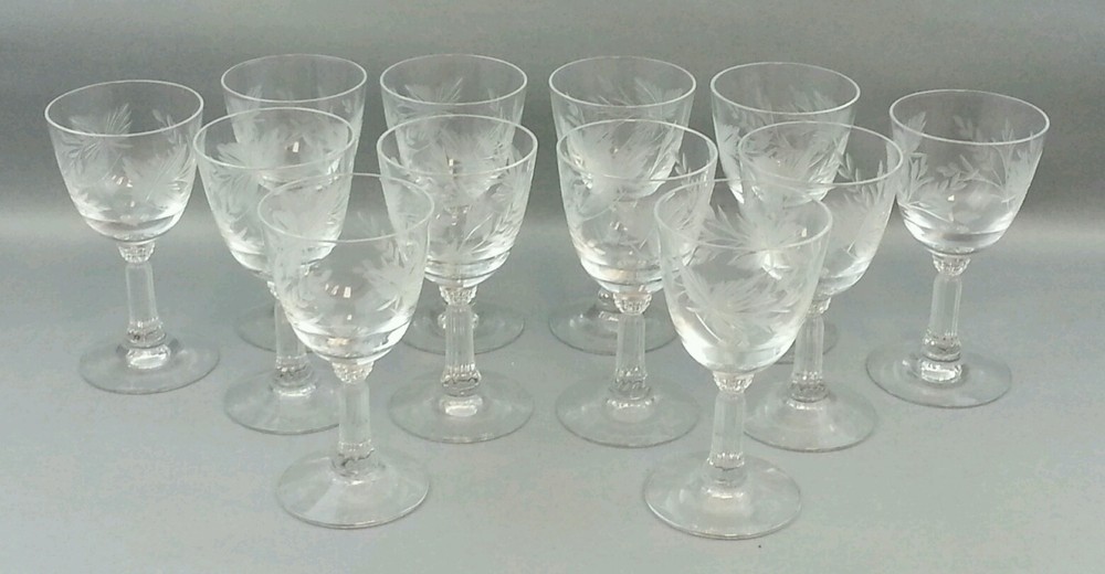 10 Piece Vintage Clear Fostoria Sherry Claret Cordial Glasses 3oz