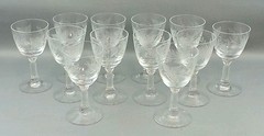 10 Piece Vintage Clear Fostoria Sherry Claret Cordial Glasses 3oz