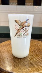 Vintage Anchor Hocking Fire King Milk Glass RingNecked Pheasant🪺 5 X 3″ Tumbler