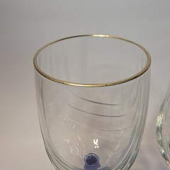 6 Lenox Crystal Wine Glasses Cobalt Blue Stemmed Dual Swag Draped Gold Rim 1980s