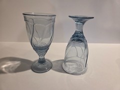 Vintage Noritake Sweet Swirl Light Blue Stemmed Water Iced Tea Glasses Set of 2