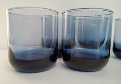 Blue Glass Heavy Rounded Bottom 12oz. Cocktail Tumblers 3 3/4″ X 3 5/8″ (Set-7)