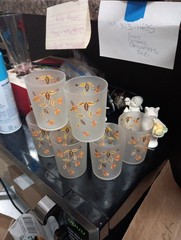 6 Piece Vintage Autum Leaf Hall Frosted Glasses
