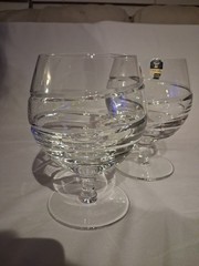 Rare Set of 2 Gleneagles Brandy FANTASIA Glasses 450ml Cut Lead Crystal