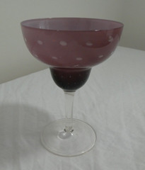 Drink Wine Glass Stemmed Purple Pink Clear 6 1/2″ Drinkware Barware Deco Vintage