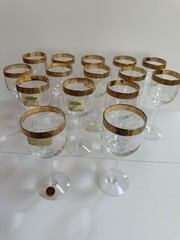 “AUTUMN” BY LENOX CRYSTAL W/GOLD BAND ENCRUSTED 15 WINE GLASSES 7.5”H