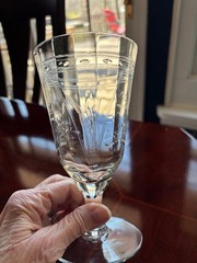 VINTAGE SET OF THREE CRYSTAL WHEEL CUT FOOTED ICED BEVERAGE GLASSES 6-1-4″
