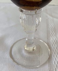 5 Crystal Goblets, Amber Color , Wavy , Scalloped Rim, 8.5”