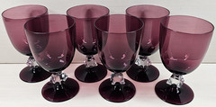 (6) Bryce Aquarius Amethyst Water Goblets Set Vintage Geometric Stemware MCM Lot
