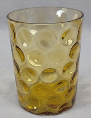 Bohemian Victorian Inverted Thumbprint / Coinspot Amber Glass Tumbler