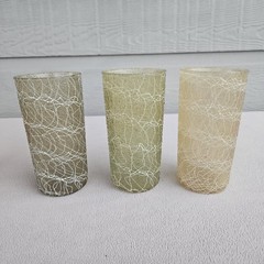 Colour Craft Spaghetti String 12oz Drinking Tumbler Glass Set of 6 VTG 1950s MCM