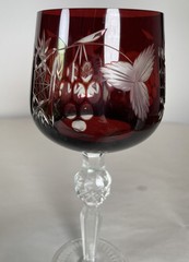 3 Bohemian Cut To Clear Wine Glasses 6 oz.
