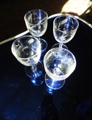 Vtg 4 Etched Crystal Cordial Glasses Art Deco European 4.25″ H
