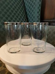 Set of 3 Vtg MCM Dorothy Thorpe Tumblers Platinum Rim Glasses 4 3/4″