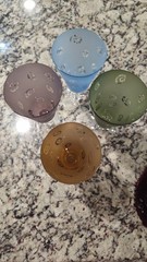 Colored Swirl Pattern Wine Glasses Set of 4 Blue Green Purple Amber Frosted
