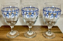 Vintage Libbey Snowman Snowflake 14oz Goblet Set of 3