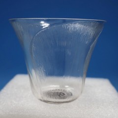 Rene Lalique Pavot Lotus – Clear Glass Frosted Leaves Black Enamel Poppy Tumbler