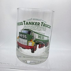 Vintage 1996 Hess Tanker Truck Rocks Glass Clear Pressed Commemorative Barware