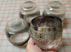 Dorothy Thorpe Roly Poly Glasses – Silver Fade Grape Design Vintage MCM Set Of 4
