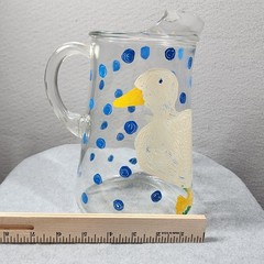 Vintage Country Goose Kitchen Pitcher Hand Painted Anchor Hocking Farmhouse Folk