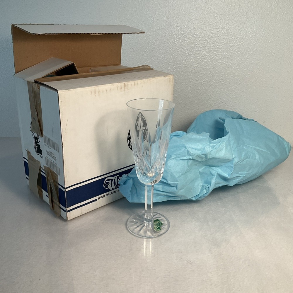 Waterford Crystal Lismore Champagne Flutes Set of 6 Ireland 7.25” Tall NIB
