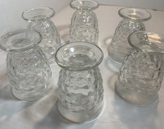 6- Vintage Indiana Glass Colony Whitehall Cubist Clear Footed Juice Glass 4oz