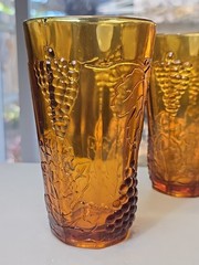Set of 3 Vintage Indiana Glass Harvest Grape Marigold Carnival Glasses 6″