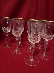 Aurea Gold by Royal Crystal Rock -Wine Goblets 7 3/8” Discontinued Set of 9!
