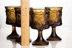 4 Goblets Noritake Spotlight Walnut Brown Water VTG 9 Ounce Bar Glass