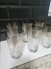 RARE Ombre Crystal PINWHEEL Star Highball Glass Set Of 6 No Flaws/chips