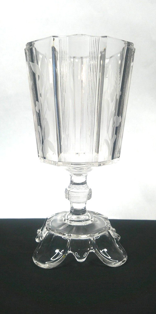 Adams & Company, EAPG Goblet, Clear Ribbon, # 300, USA, Clear, c 1882, VgCd