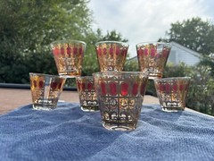VINTAGE 22 KARAT GOLD 8 CULVAR GLASSES Moorish design