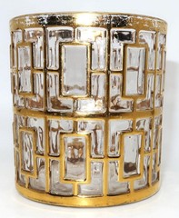 Imperial SHOJI Mid Century Modern Gold 11 Ounce Rock Glass 3 1/2″ Tall Gold Wear