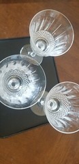 St Louis Crystal Wine Stems Tommy Pattern 5.5 inch Set of 3
