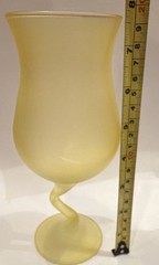 Libbey Pastel yellow Tulip Goblet Frosted Wine Glass Z Stem Vintage