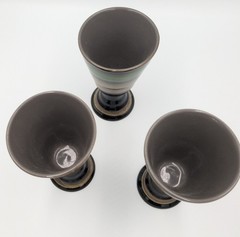 Garden Terrace Set Of 3 Ceramic Wine / Water Goblets