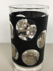 Set of 2 Vintage Mid Century Modern Black And Gold Glasses W/ Georgia Gold 1830
